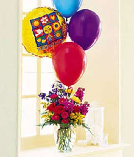 With hot pink, yellow, blue, red and purple flowers, along with bright balloons, it’s sure to get that special someone back on their feet in no time.