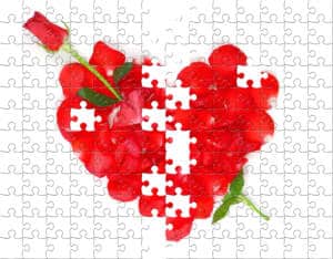 Romantic rose and petal heart jigsaw puzzle 